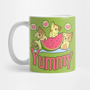 Yummy Watermelon eating Kittens Mug